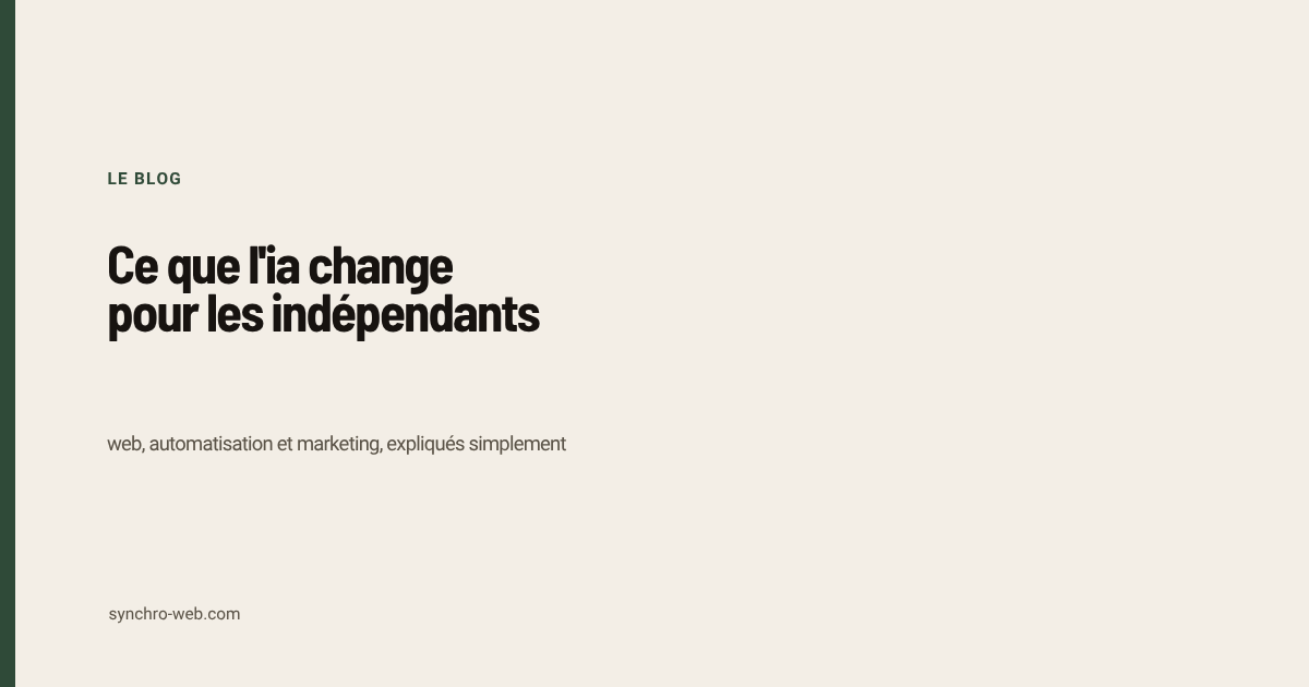 Visuel de partage du blog de Synchro Web : ce que l'ia change pour les indépendants