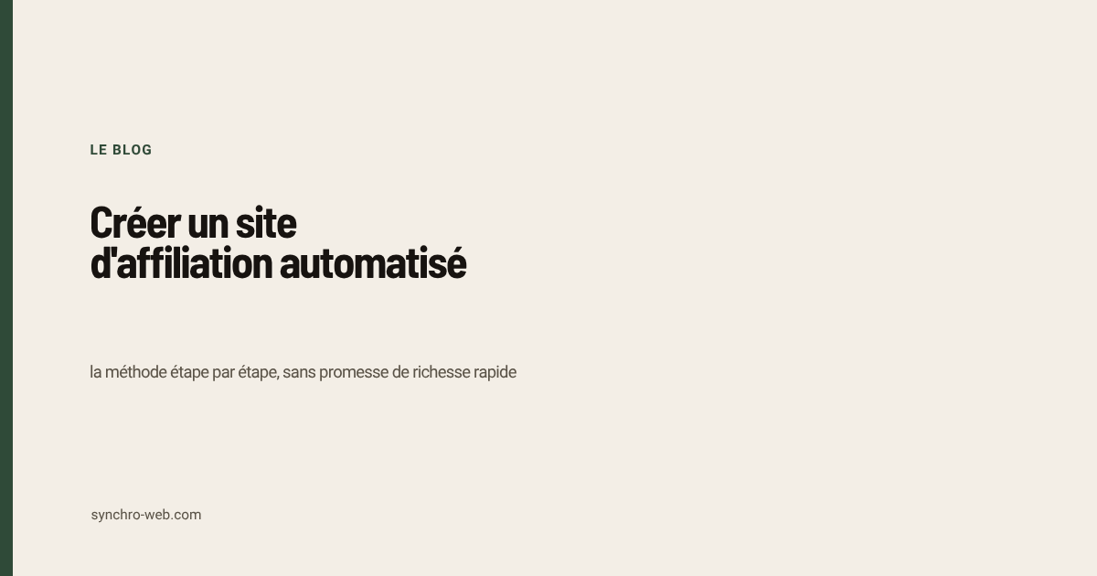 Créer un site d&rsquo;affiliation automatisé
