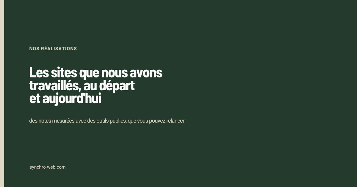 Visuel de partage de la page réalisations de Synchro Web : les sites travaillés, au départ et aujourd'hui